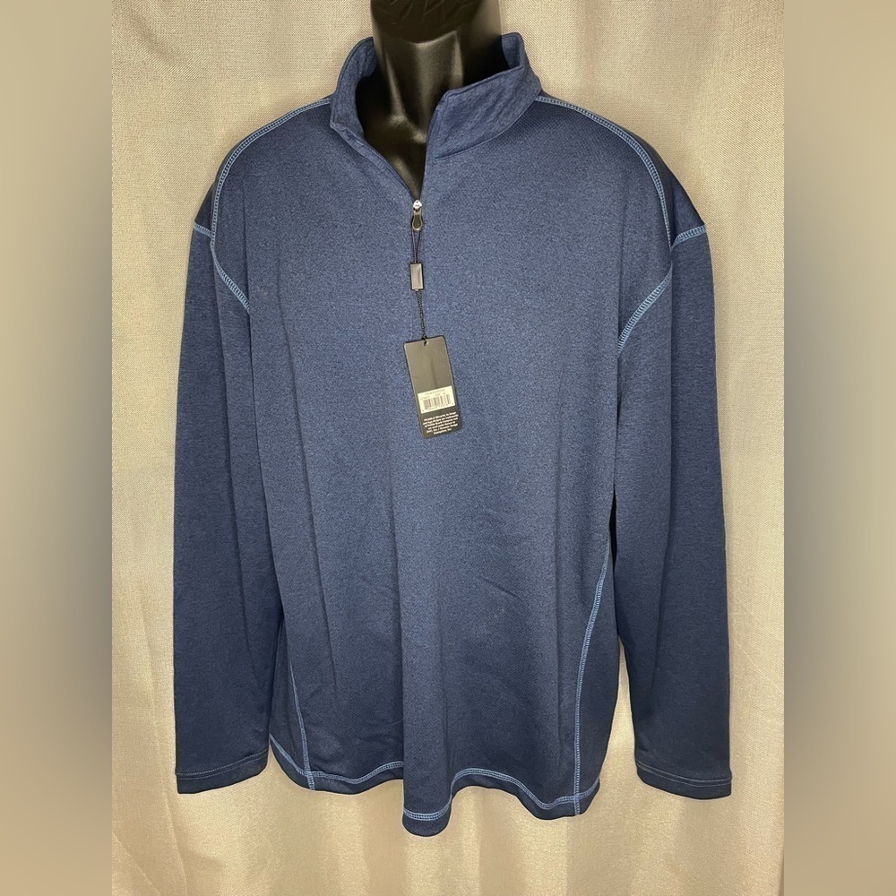 New Pebble Beach Performance Mens Medium Blue Quarter Zip Up Pullover XL - Picture 1 of 9